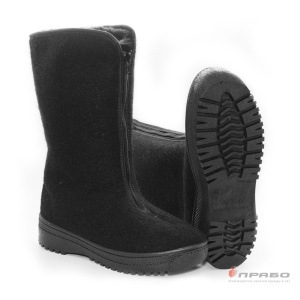 Полусапоги суконные ("Прощай молодость") женские с подошвой ПВХ на молнии чёрные