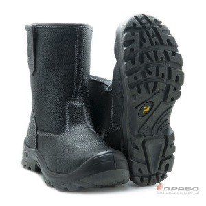 Сапоги утеплённые кожаные с подошвой ПУ/ТПУ и МП чёрные