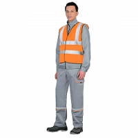 Жилет мужской "Сигнальный" Стандарт Плюс СОП -  4*50мм оранжевый