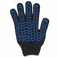 Перчатки х/б с ПВХ  черные 5-ти нитка "Волна"  7,5 класс (уп 200пар)