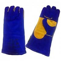 Краги спилковые пятипалые "Blue Welder" кевлар