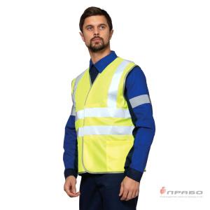 Жилет сигнальный "Сигнал 3" лимонный с застёжкой на ленте велькро