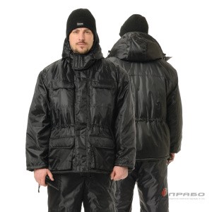 Костюм мужской утеплённый "Альфа" чёрный (куртка и полукомбинезон)
