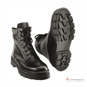 Ботинки хромовые "Пилот" на подошве ТЭП чёрные (натуральный мех)