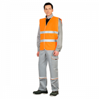 Жилет мужской "Сигнальный" Стандарт  г/м СОП 2*50мм оранжевый