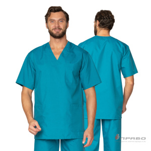 Костюм медицинский мужской "Хирург" бирюзовый (блузон и брюки)