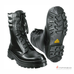 Ботинки хромовые "ОМОН Люкс" на подошве ТЭП чёрные (натуральный мех)