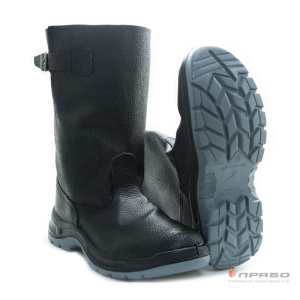 Сапоги кожаные "Викинг" с подошвой ПУ/ТПУ и металлическим подноском чёрные