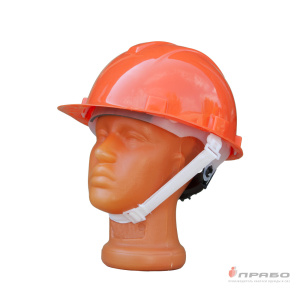 Каска защитная "Юнона" с храповиком, ремнём и пазами для наушников оранжевая