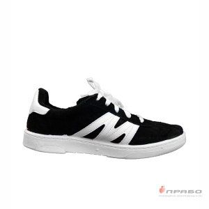 Кроссовки замшевые универсальные с ПВХ-подошвой чёрные с белой подошвой