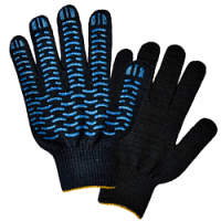 Перчатки хб с ПВХ  черные 5-ти нитка "Волна"  10 класс