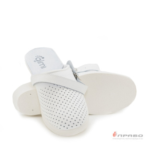 Сабо кожаные женские с подошвой ПВХ белые (натуральная кожа)