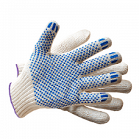 Перчатки хб с ПВХ, 5-ти нитка "Точка Супер" 7,5 класс (уп.200 пар)
