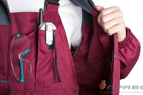 Костюм мужской летний "Гудзон" бордово-серый (куртка и полукомбинезон)