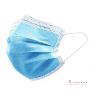 Маска трёхслойная на резинке (спанбонд/мельтблаун/спанбонд)