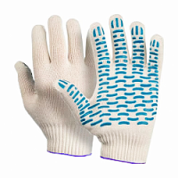 Перчатки хб с ПВХ, 5-ти нитка "Волна Супер" 7,5 класс (уп.200 пар)
