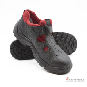 Сандалии закрытые с перфорацией "Яхтинг 4-221-ПУ-Ч" на подошве ПУ с МП чёрный/красный