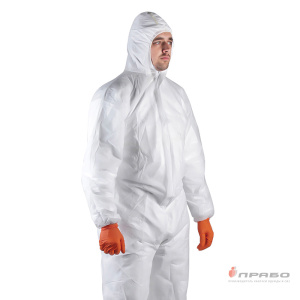 Комбинезон одноразовый защитный JPC100 белый с капюшоном (спанбонд)