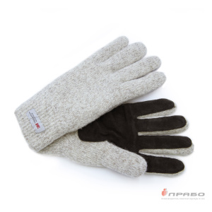 Перчатки шерстяные с утеплителем тинсулейт и спилковыми накладками