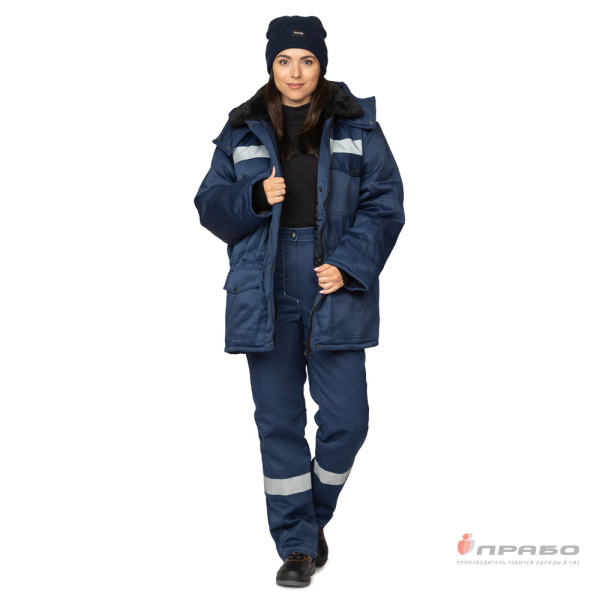 Куртка женская на утепляющей подкладке для защиты от пониженных температур тёмно-синяя