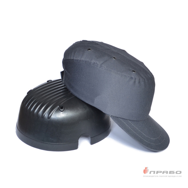 Каскетка-бейсболка защитная с вставкой из ударопрочного пластика тёмно-серая