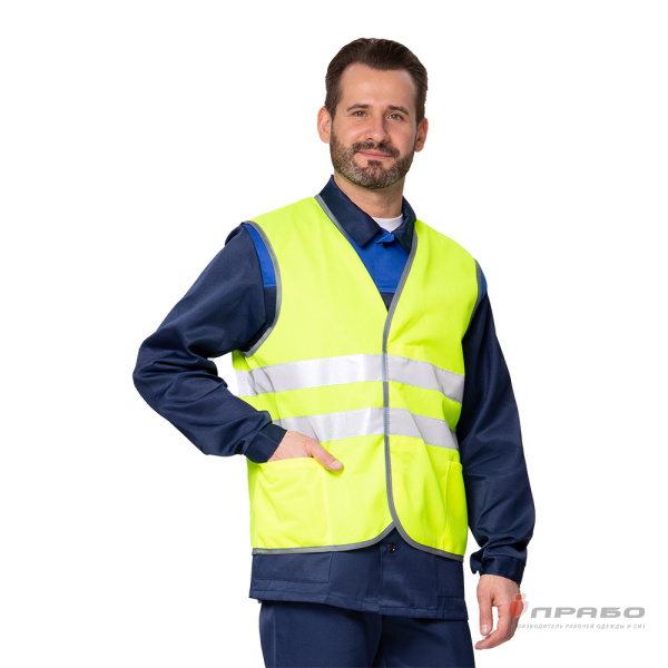 Жилет сигнальный "Спектр Лайт 1" лимонный с застёжкой на контактной ленте