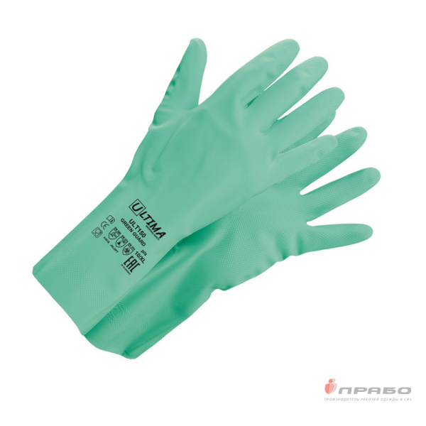Перчатки химстойкие нитриловые Ultima Green Guard ULT150