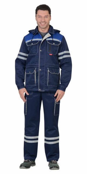 Костюм СИРИУС-ЛИДЕР куртка, п/к т.синий с васильком и молочным, СОП