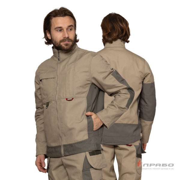 Костюм мужской "Suomi" бежевый/олива премиум улучшенной комплектации (куртка и брюки)