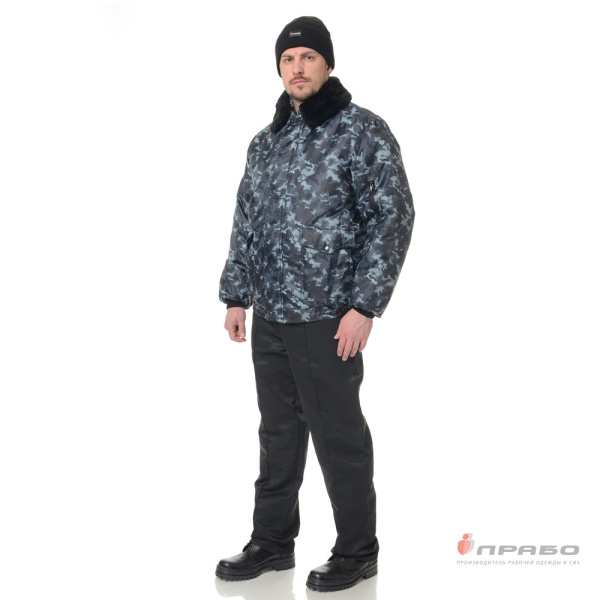 Куртка мужская утеплённая "Альфа" камуфляж город серый