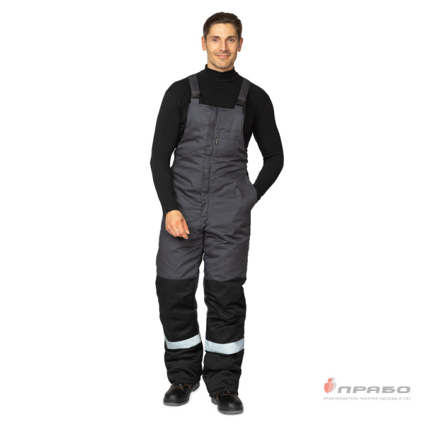 Костюм мужской утеплённый "Профессионал 2 Ультра" тёмно-серый/чёрный (куртка и полукомбинезон)