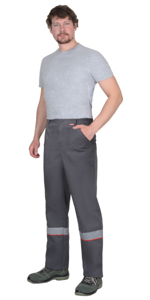 Костюм СИРИУС-МАСТЕР летний: куртка, брюки, темно-серый с красной отделкой