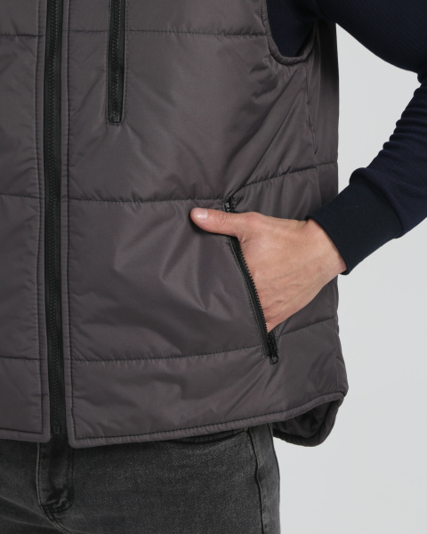 Жилет утепленный с капюшоном Респект (тк.Таслан), т.серый