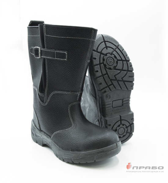 Сапоги "Олимп" с подошвой ПУ с верхом из кожи чёрные