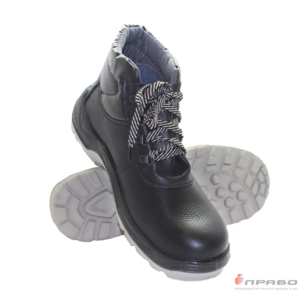 Ботинки кожаные "Нитро-22-422-ПУ-Р" с подошвой ПУ/нитрил и КП чёрные