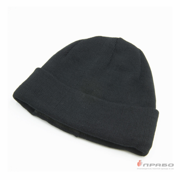 Шапка зимняя универсальная трикотажная на флисе чёрная