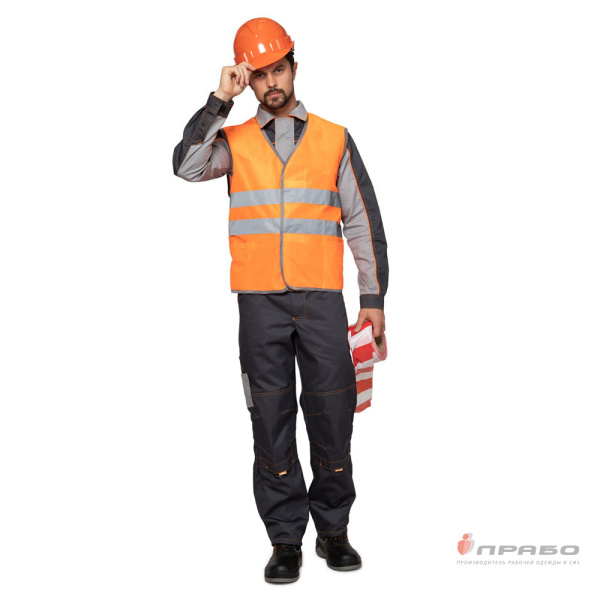 Жилет сигнальный "Сигнал 1" оранжевый на контактной ленте 2 класса сигнальной защиты