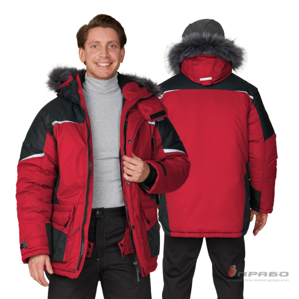 Куртка мужская утеплённая "Сюрвейер" красный/чёрный