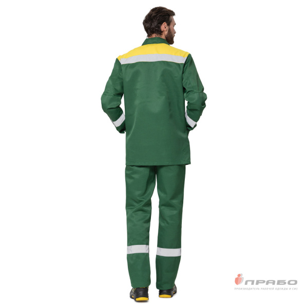 Костюм мужской летний "Стандарт 1 СОП" зелёный/жёлтый (куртка и брюки)