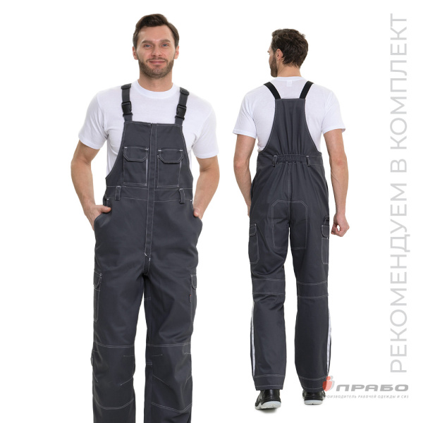 Полукомбинезон мужской летний "Эко-Труд" тёмно-серый