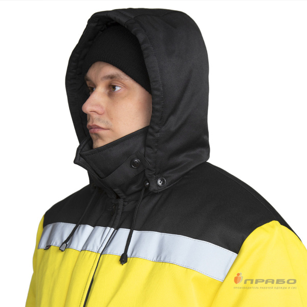 Костюм мужской утеплённый "Трасса" жёлтый/чёрный (куртка и полукомбинезон)
