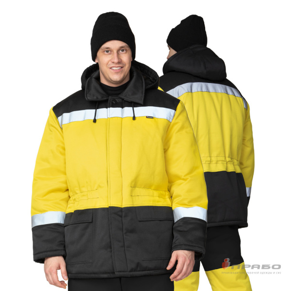 Костюм мужской утеплённый "Трасса" жёлтый/чёрный (куртка и полукомбинезон)