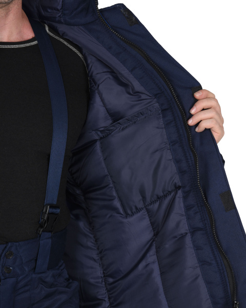 Костюм СИРИУС-РОСТ-НОРД куртка брюки, темно-синий с васильковым, Тк. смесовая