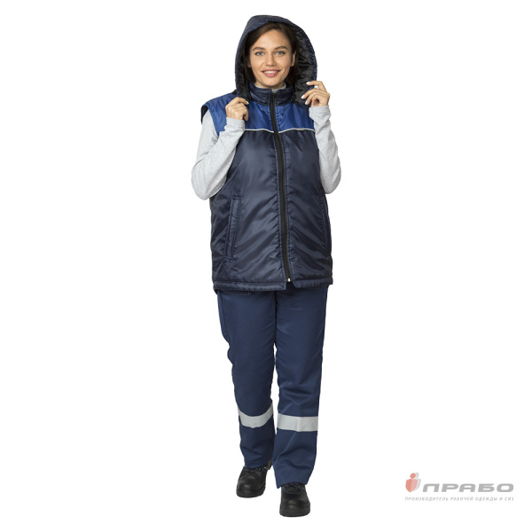 Жилет утеплённый "Сура" тёмно-синий/василёк/серебряный