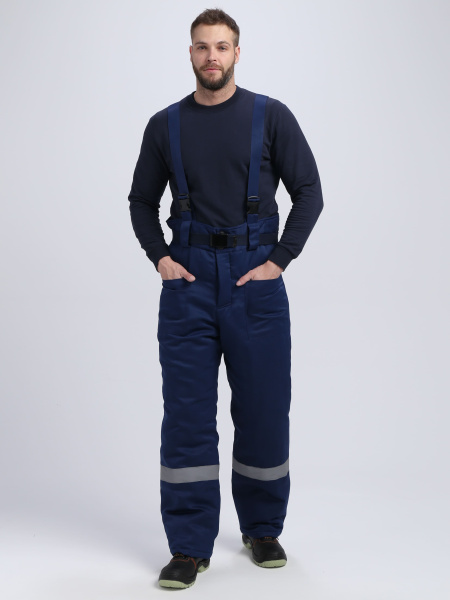 Костюм зимний Труженик-Ультра СОП (тк.Смесовая,210) брюки, т.синий/лимонный