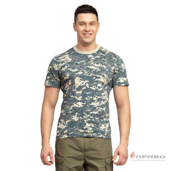 Футболка трикотажная камуфляжная пиксель