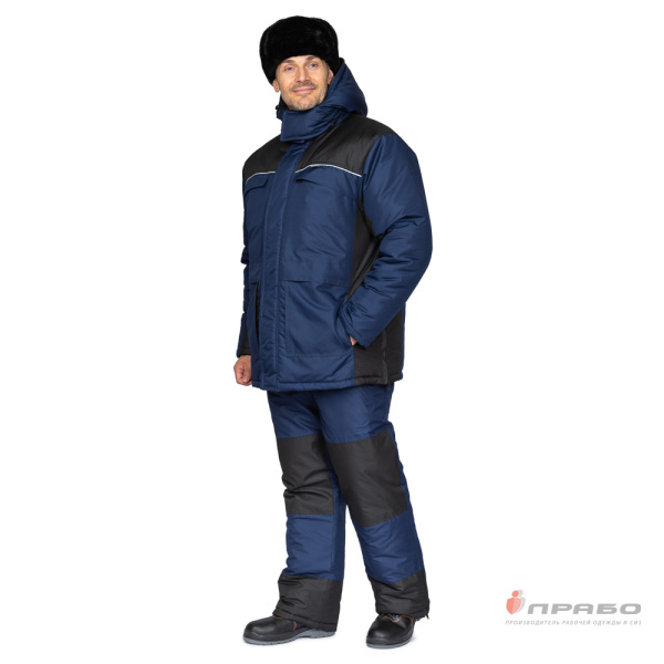 Костюм мужской утеплённый "Универсал-Т" синий/чёрный со съёмной подстежкой