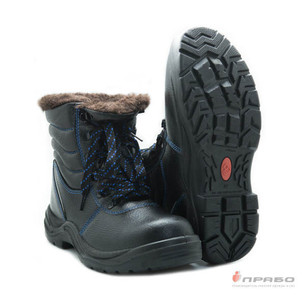 Ботинки утеплённые "28РНМ-1"с подошвой ПУ/нитрил и КП чёрные (шерстин)