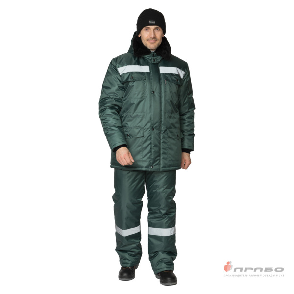 Костюм мужской утеплённый "Мастер 1" зелёный (куртка и брюки)