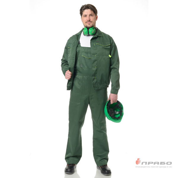 Костюм мужской "Докер" зелёный (куртка и полукомбинезон)